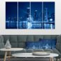 Blue Chicago Skyline Night  Canvas Print