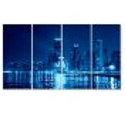 Toile imprimée « Blue Chicago Skyline Night