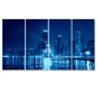 Blue Chicago Skyline Night  Canvas Print