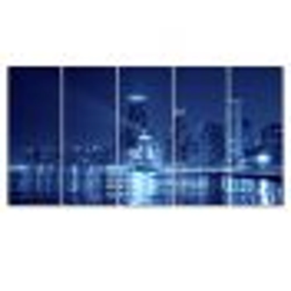 Blue Chicago Skyline Night  Canvas Print