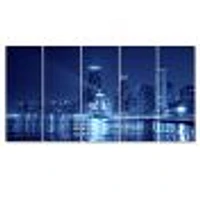 Blue Chicago Skyline Night  Canvas Print