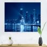 Blue Chicago Skyline Night  Canvas Print