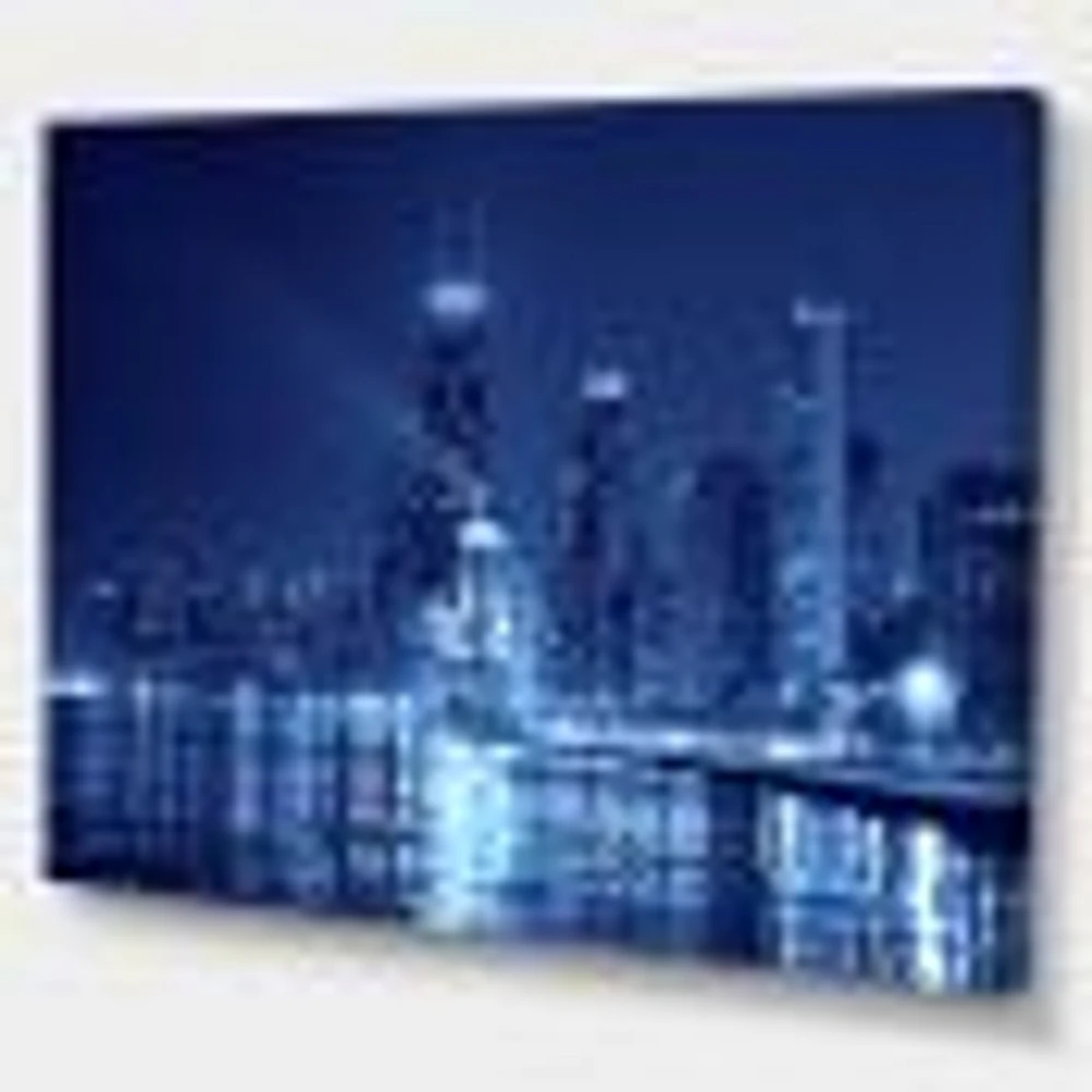 Blue Chicago Skyline Night  Canvas Print