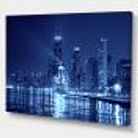 Blue Chicago Skyline Night  Canvas Print