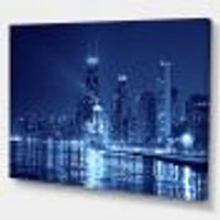 Blue Chicago Skyline Night  Canvas Print