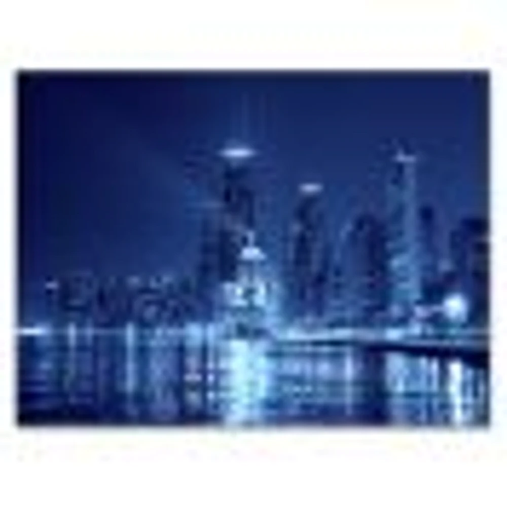 Blue Chicago Skyline Night  Canvas Print