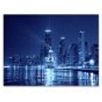 Blue Chicago Skyline Night  Canvas Print