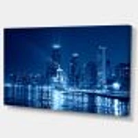 Blue Chicago Skyline Night  Canvas Print