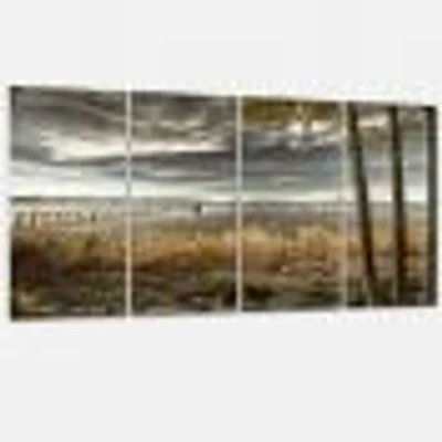 Pier Brown Lake  Canvas Art Print