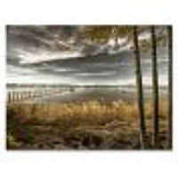 Pier Brown Lake  Canvas Art Print