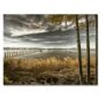 Pier Brown Lake  Canvas Art Print