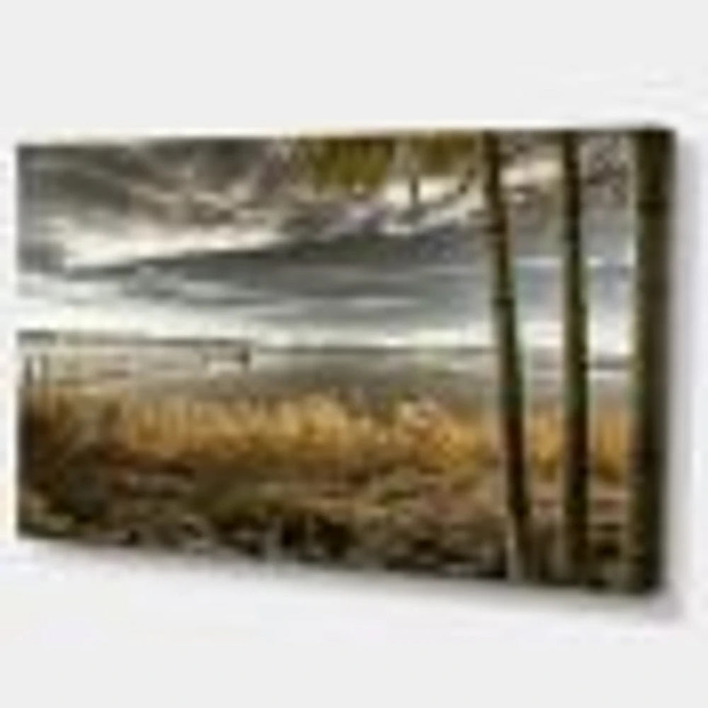 Pier Brown Lake  Canvas Art Print