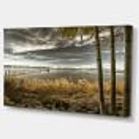 Pier Brown Lake  Canvas Art Print