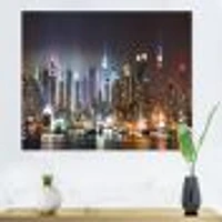 Lit NYC Manhattan Skyline  Canvas Print