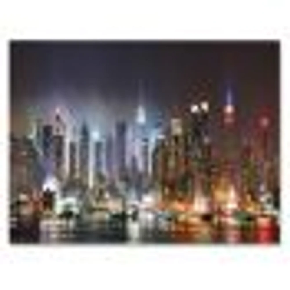 Lit NYC Manhattan Skyline  Canvas Print