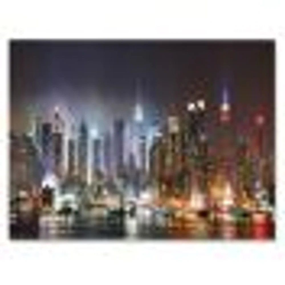 Lit NYC Manhattan Skyline  Canvas Print