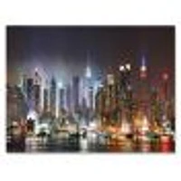 Lit NYC Manhattan Skyline  Canvas Print