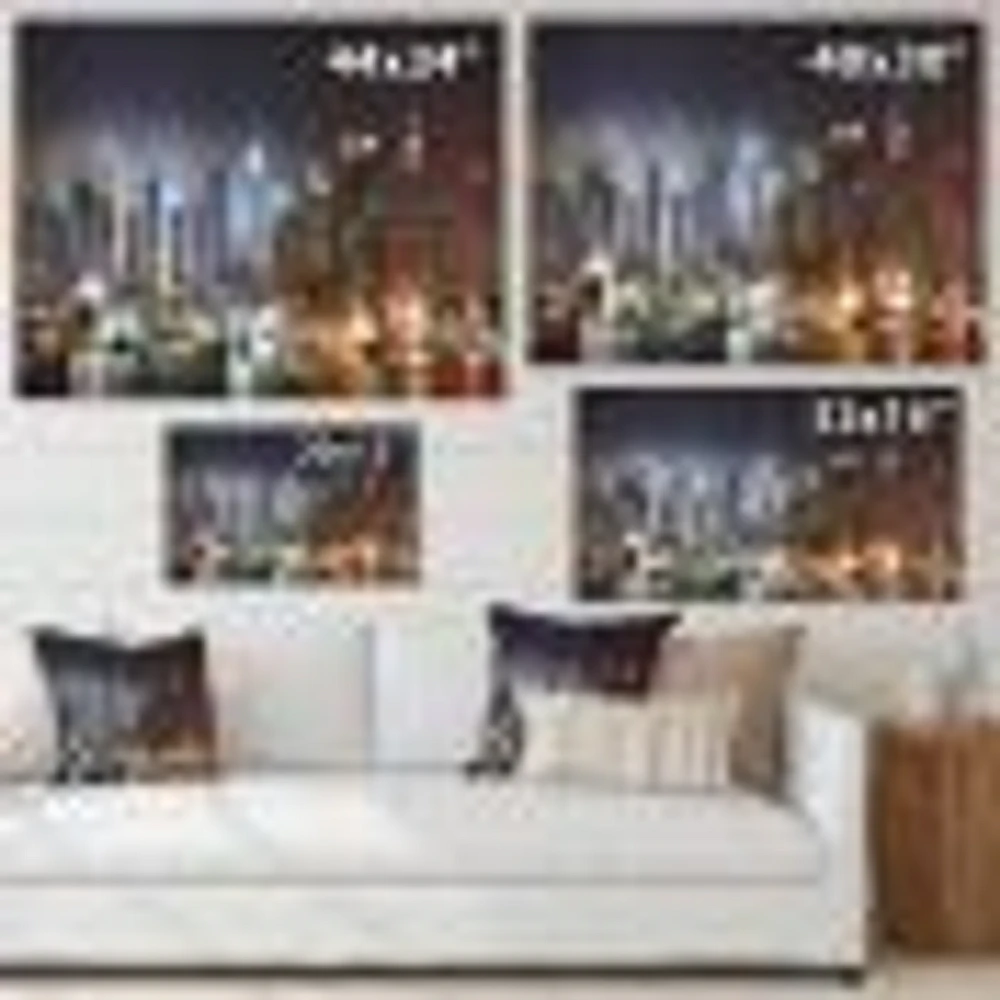 Lit NYC Manhattan Skyline  Canvas Print