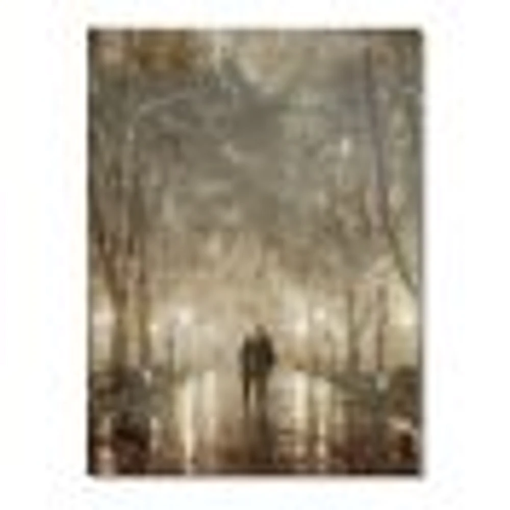 Couple Walking Night Lights  Canvas Print