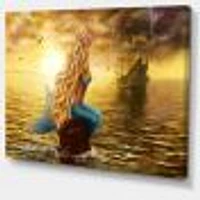 Sea Mermaid with Ghost Ship  Wall Art