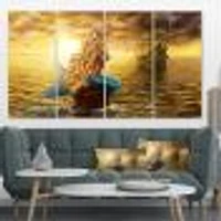 Sea Mermaid with Ghost Ship Canvas Wall Art Panels