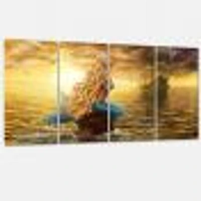 Sea Mermaid with Ghost Ship Canvas Wall Art Panels