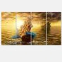 Sea Mermaid with Ghost Ship Canvas Wall Art Panels