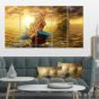 Sea Mermaid with Ghost Ship Canvas Wall Art Panels