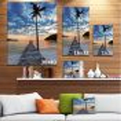 Wooden Pier and Palm Tree  Wall Art