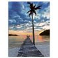 Wooden Pier and Palm Tree  Wall Art