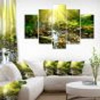 Mountain Stream Forest  Canvas Wall Art