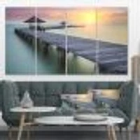 Wooden Sea Bridge and Sunset  Canvas Wall Art