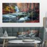 Autumn Mountain Waterfall Long View Canvas Print