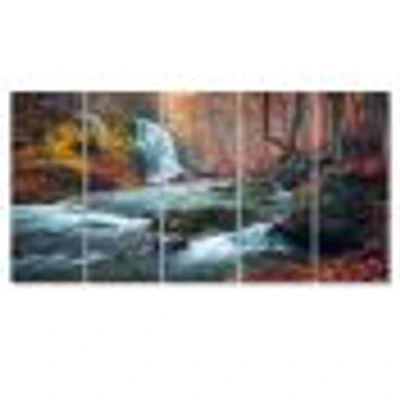 Autumn Mountain Waterfall Long View Canvas Print