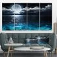 Romantic Full Moon Over Sea  Canvas Art Print