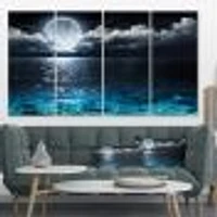 Romantic Full Moon Over Sea  Canvas Art Print