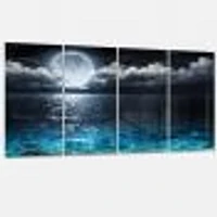 Romantic Full Moon Over Sea  Canvas Art Print