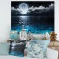 Romantic Full Moon Over Sea  Canvas Art Print