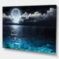 Romantic Full Moon Over Sea  Canvas Art Print