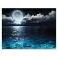 Romantic Full Moon Over Sea  Canvas Art Print