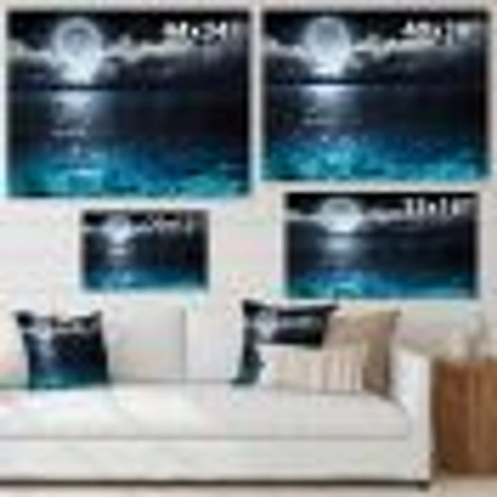 Romantic Full Moon Over Sea  Canvas Art Print