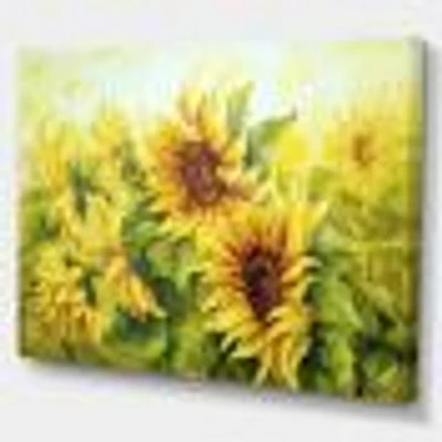 Bright Yellow Sunny SunFlowers Canvas Print