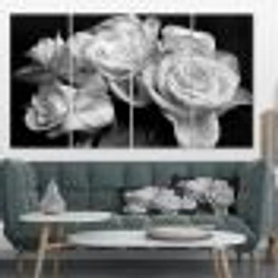 Panneaux de toile imprimée « Bunch of Roses Black and White »