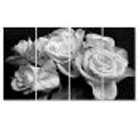 Bunch of Roses Black and White Canvas Art Print Panels