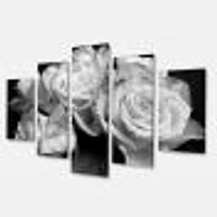 Bunch of Roses Black and White Canvas Art Print Panels