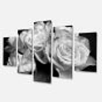 Bunch of Roses Black and White Canvas Art Print Panels