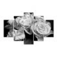 Bunch of Roses Black and White Canvas Art Print Panels