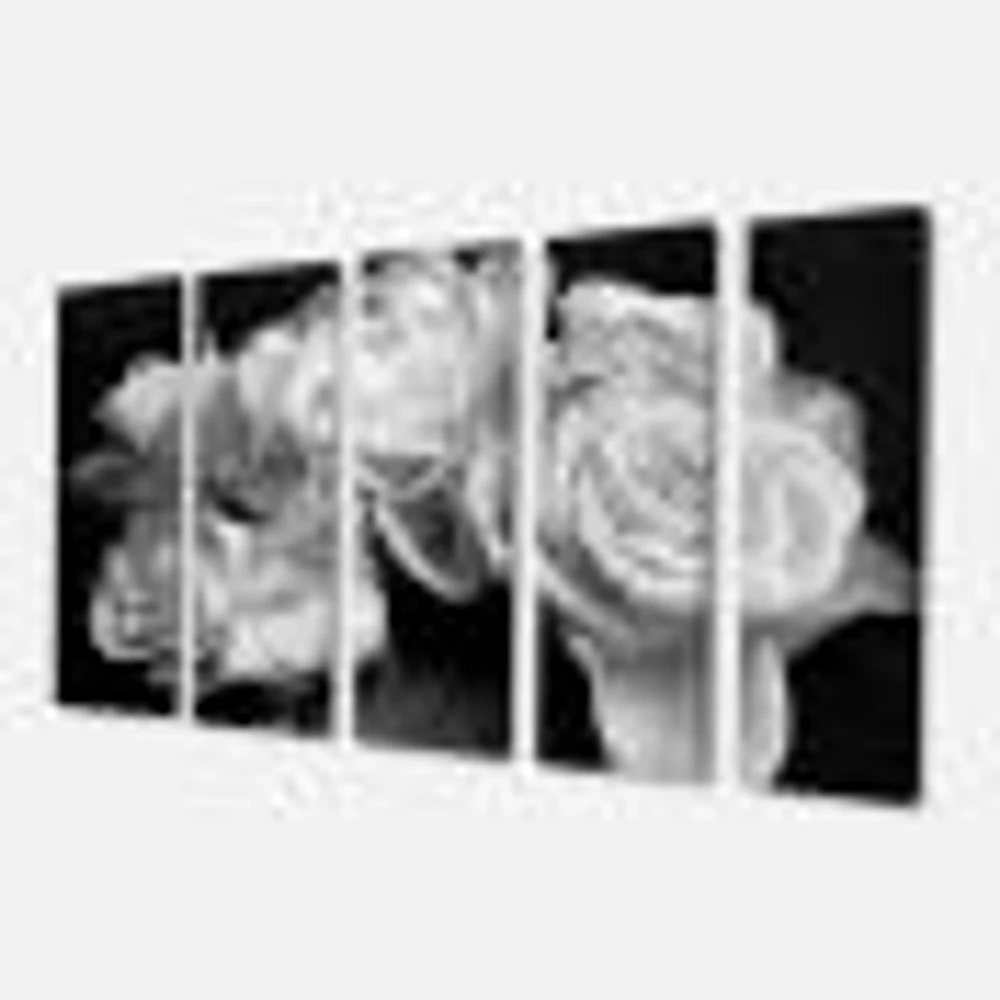 Bunch of Roses Black and White Canvas Art Print Panels