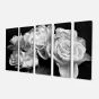 Bunch of Roses Black and White Canvas Art Print Panels