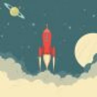 Retro Rocket Spaceship Wallpaper Mural